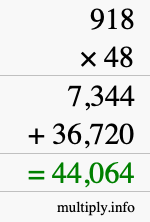 How to calculate 918 times 48 using long multiplication