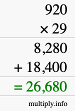 How to calculate 920 times 29 using long multiplication How to calculate 920 times 29 using long multiplication