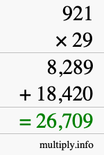 How to calculate 921 times 29 using long multiplication How to calculate 921 times 29 using long multiplication