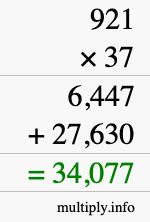 How to calculate 921 times 37 using long multiplication