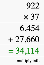 How to calculate 922 times 37 using long multiplication How to calculate 922 times 37 using long multiplication
