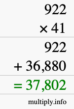 How to calculate 922 times 41 using long multiplication How to calculate 922 times 41 using long multiplication
