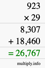 How to calculate 923 times 29 using long multiplication How to calculate 923 times 29 using long multiplication