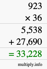 How to calculate 923 times 36 using long multiplication How to calculate 923 times 36 using long multiplication