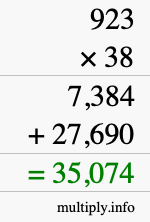 How to calculate 923 times 38 using long multiplication