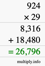 How to calculate 924 times 29 using long multiplication How to calculate 924 times 29 using long multiplication
