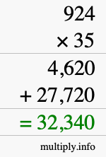 How to calculate 924 times 35 using long multiplication