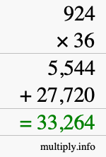 How to calculate 924 times 36 using long multiplication How to calculate 924 times 36 using long multiplication