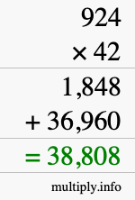 How to calculate 924 times 42 using long multiplication
