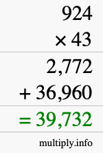 How to calculate 924 times 43 using long multiplication