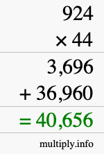 How to calculate 924 times 44 using long multiplication