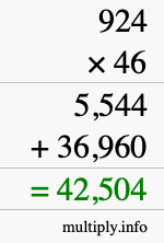How to calculate 924 times 46 using long multiplication How to calculate 924 times 46 using long multiplication
