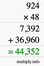 How to calculate 924 times 48 using long multiplication How to calculate 924 times 48 using long multiplication