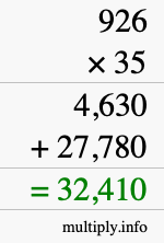 How to calculate 926 times 35 using long multiplication