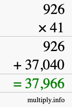 How to calculate 926 times 41 using long multiplication