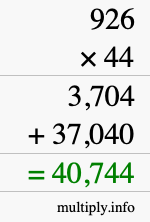 How to calculate 926 times 44 using long multiplication How to calculate 926 times 44 using long multiplication