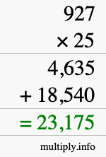 How to calculate 927 times 25 using long multiplication How to calculate 927 times 25 using long multiplication