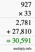 How to calculate 927 times 33 using long multiplication How to calculate 927 times 33 using long multiplication