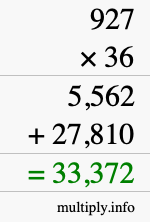 How to calculate 927 times 36 using long multiplication How to calculate 927 times 36 using long multiplication