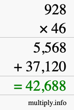 How to calculate 928 times 46 using long multiplication How to calculate 928 times 46 using long multiplication