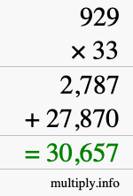 How to calculate 929 times 33 using long multiplication How to calculate 929 times 33 using long multiplication