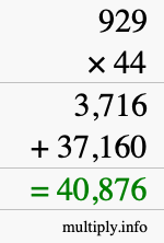 How to calculate 929 times 44 using long multiplication How to calculate 929 times 44 using long multiplication