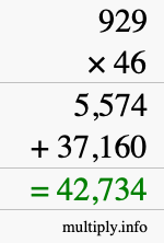 How to calculate 929 times 46 using long multiplication How to calculate 929 times 46 using long multiplication