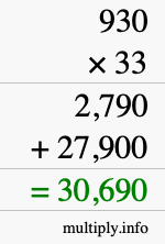 How to calculate 930 times 33 using long multiplication How to calculate 930 times 33 using long multiplication