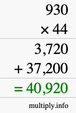 How to calculate 930 times 44 using long multiplication How to calculate 930 times 44 using long multiplication