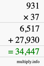 How to calculate 931 times 37 using long multiplication How to calculate 931 times 37 using long multiplication
