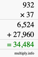 How to calculate 932 times 37 using long multiplication How to calculate 932 times 37 using long multiplication