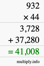 How to calculate 932 times 44 using long multiplication How to calculate 932 times 44 using long multiplication