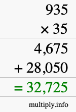 How to calculate 935 times 35 using long multiplication