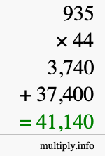 How to calculate 935 times 44 using long multiplication How to calculate 935 times 44 using long multiplication