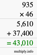 How to calculate 935 times 46 using long multiplication How to calculate 935 times 46 using long multiplication