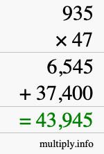 How to calculate 935 times 47 using long multiplication