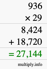 How to calculate 936 times 29 using long multiplication