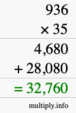 How to calculate 936 times 35 using long multiplication