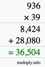 How to calculate 936 times 39 using long multiplication How to calculate 936 times 39 using long multiplication