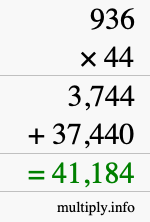 How to calculate 936 times 44 using long multiplication