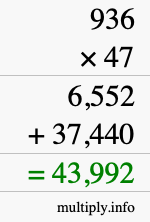 How to calculate 936 times 47 using long multiplication