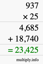 How to calculate 937 times 25 using long multiplication How to calculate 937 times 25 using long multiplication
