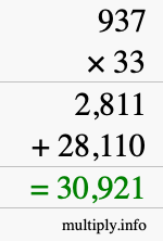 How to calculate 937 times 33 using long multiplication How to calculate 937 times 33 using long multiplication