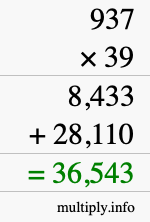 How to calculate 937 times 39 using long multiplication How to calculate 937 times 39 using long multiplication