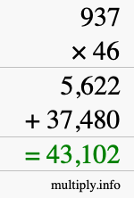 How to calculate 937 times 46 using long multiplication How to calculate 937 times 46 using long multiplication