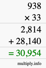 How to calculate 938 times 33 using long multiplication How to calculate 938 times 33 using long multiplication