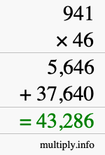 How to calculate 941 times 46 using long multiplication How to calculate 941 times 46 using long multiplication
