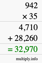 How to calculate 942 times 35 using long multiplication