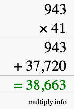 How to calculate 943 times 41 using long multiplication How to calculate 943 times 41 using long multiplication