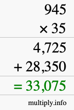 How to calculate 945 times 35 using long multiplication